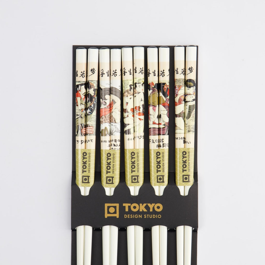 Chopstick Set/5 Erotic Shunga White