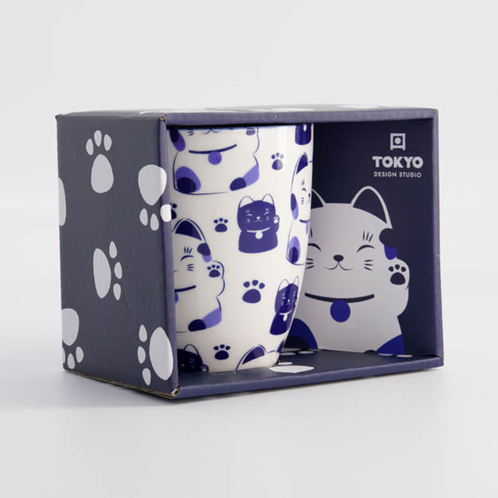 Kawaii Blue Maneko Mug W/Giftbox 8.5x10.2cm