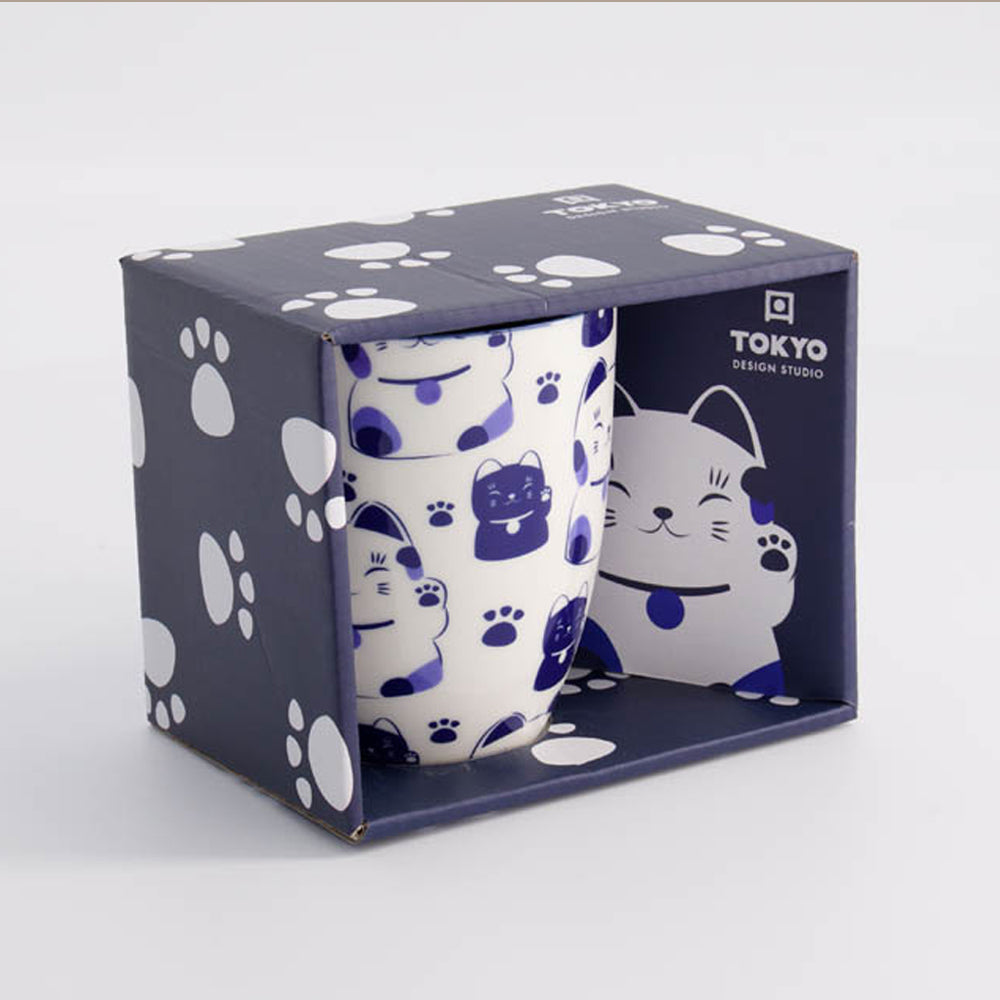 Kawaii Blue Maneko Mug W/Giftbox 8.5x10.2cm