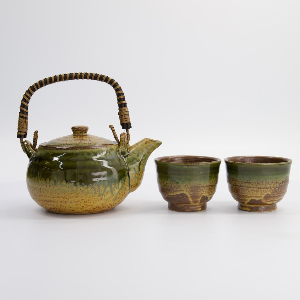 Oribe Green/Brown Tea Set 0.8L w/2 Cups 180ml