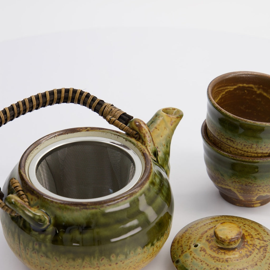 Oribe Green/Brown Tea Set 0.8L w/2 Cups 180ml