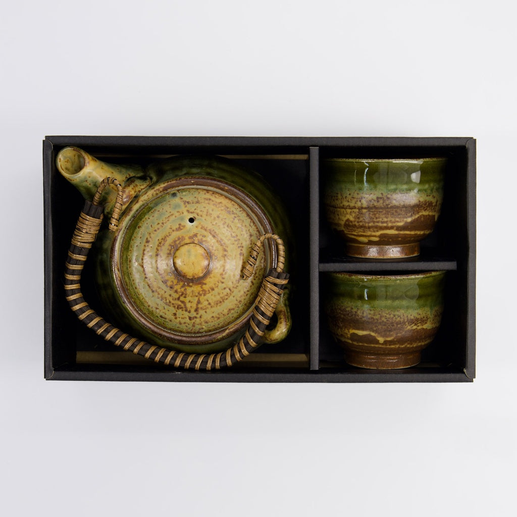 Oribe Green/Brown Tea Set 0.8L w/2 Cups 180ml