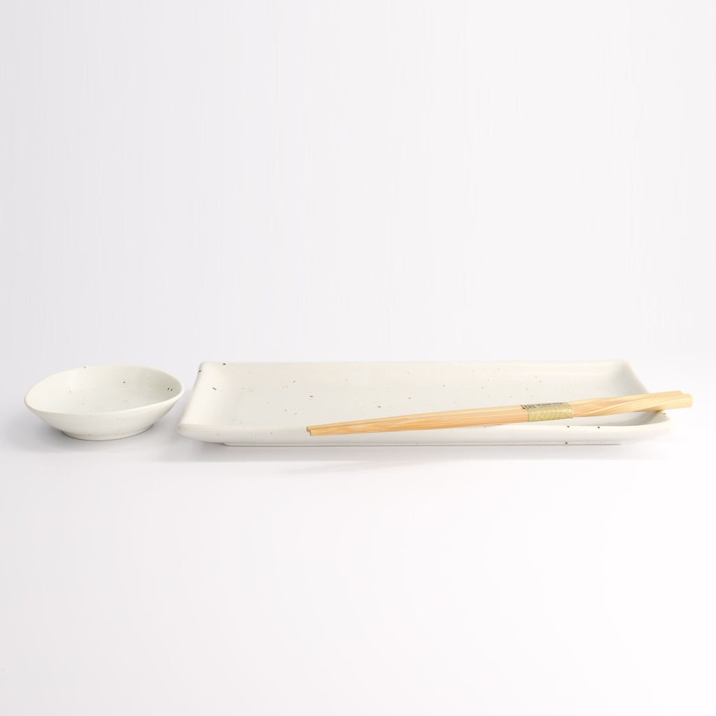 Kohiki White Matte Sushi Set 2pcs w/ chopsticks