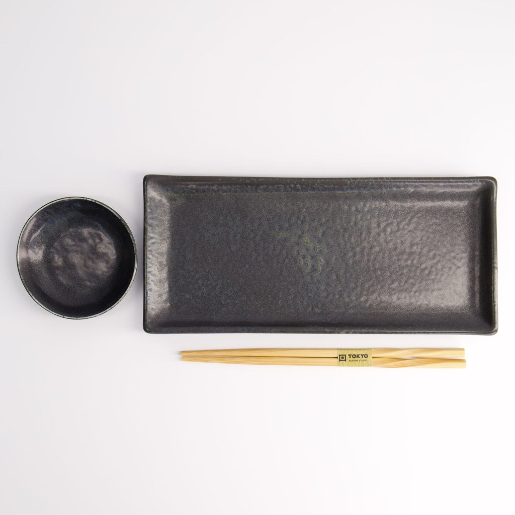Onyx Noir Sushi Set 2pcs w/ chopsticks