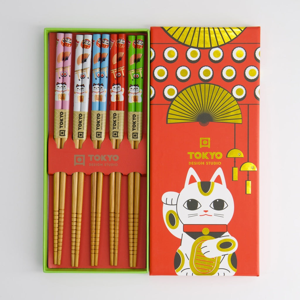 Chopstick Giftset/5 Lucky Cat