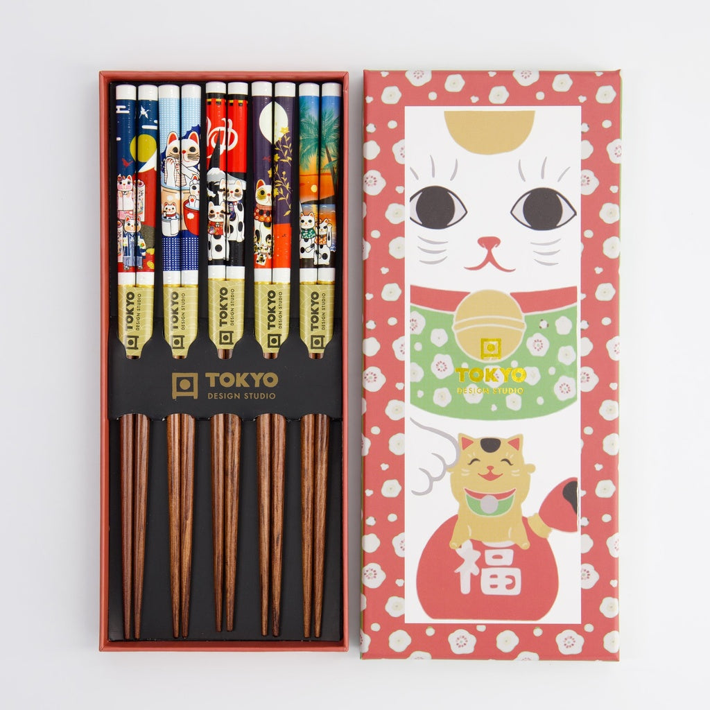 Chopstick Giftset/5 Lucky Cats