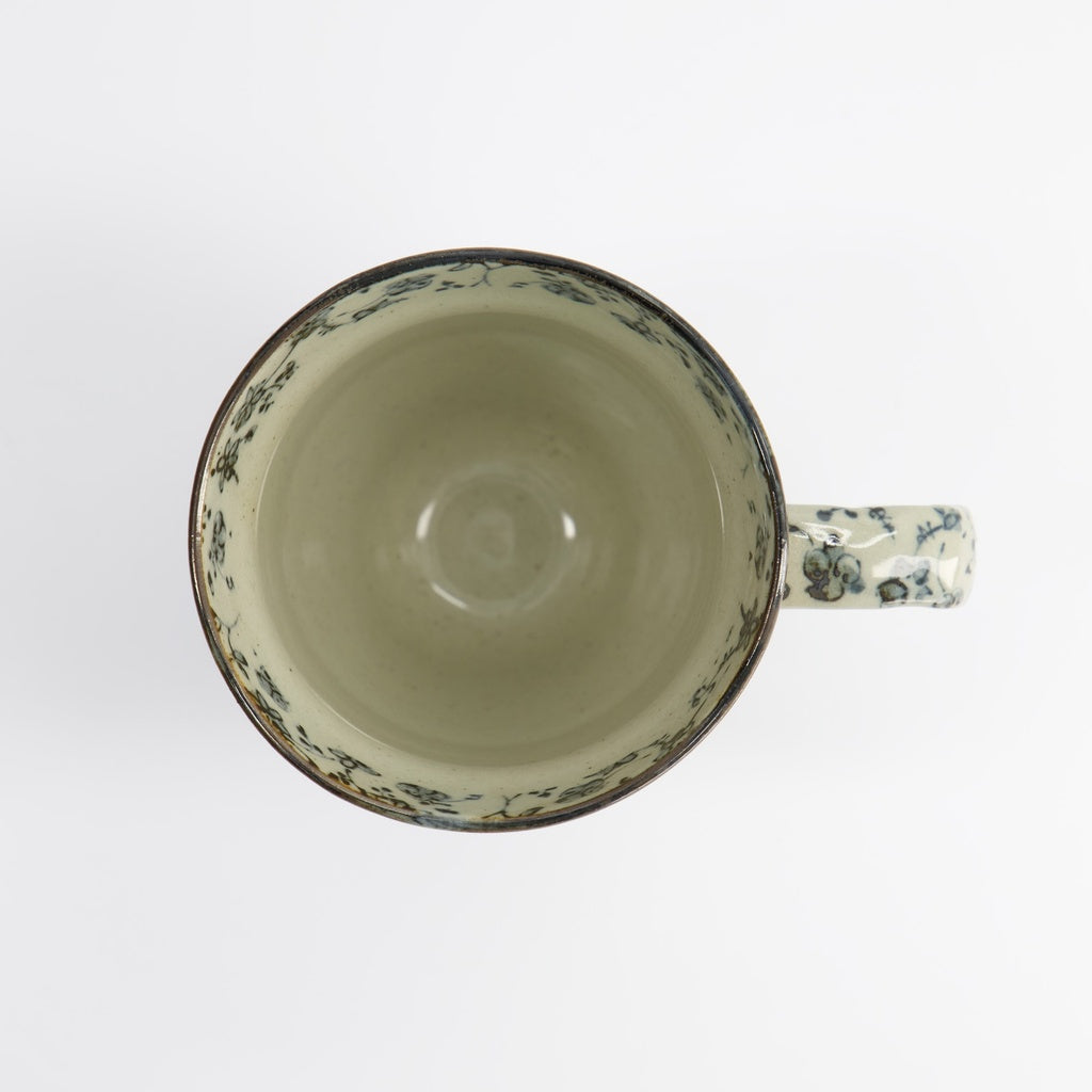 Mug 9x11cm 400ml Blue/Taupe Flower