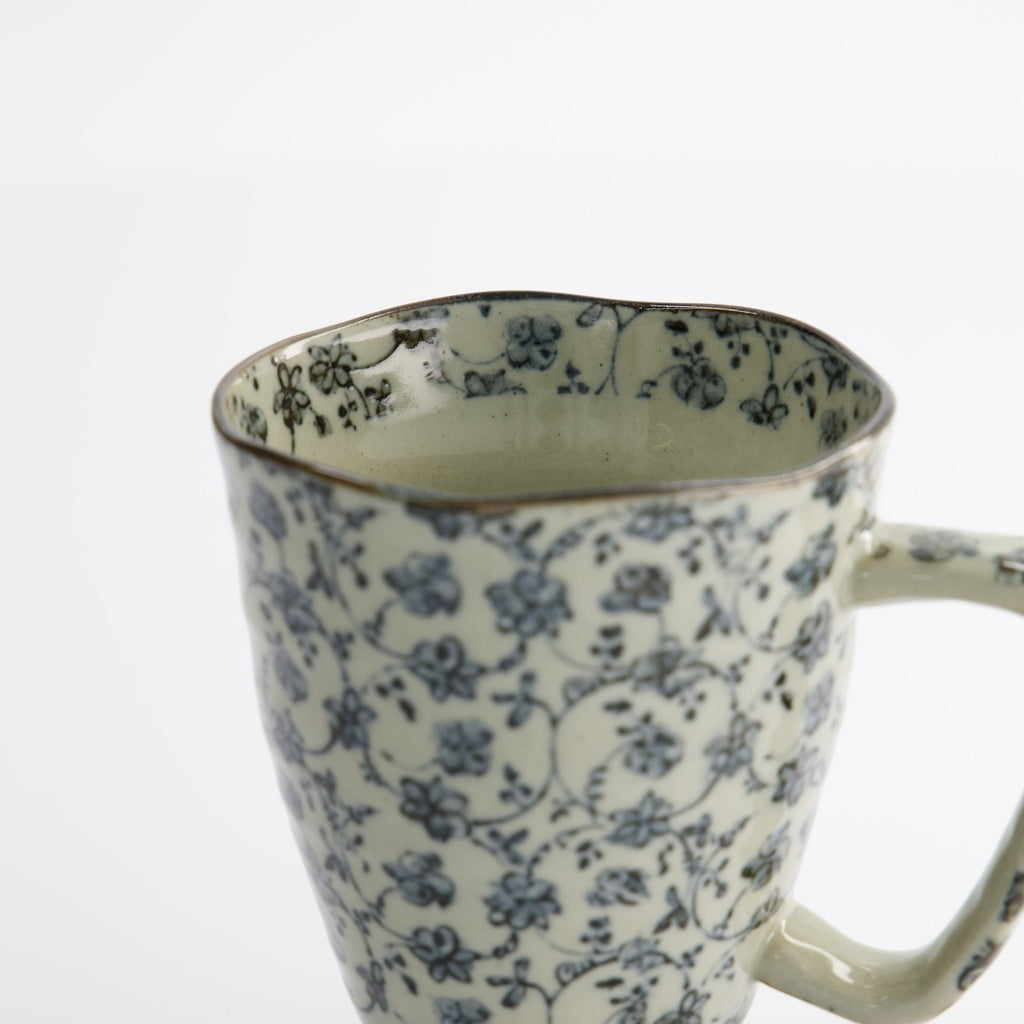 Mug 9x11cm 400ml Blue/Taupe Flower