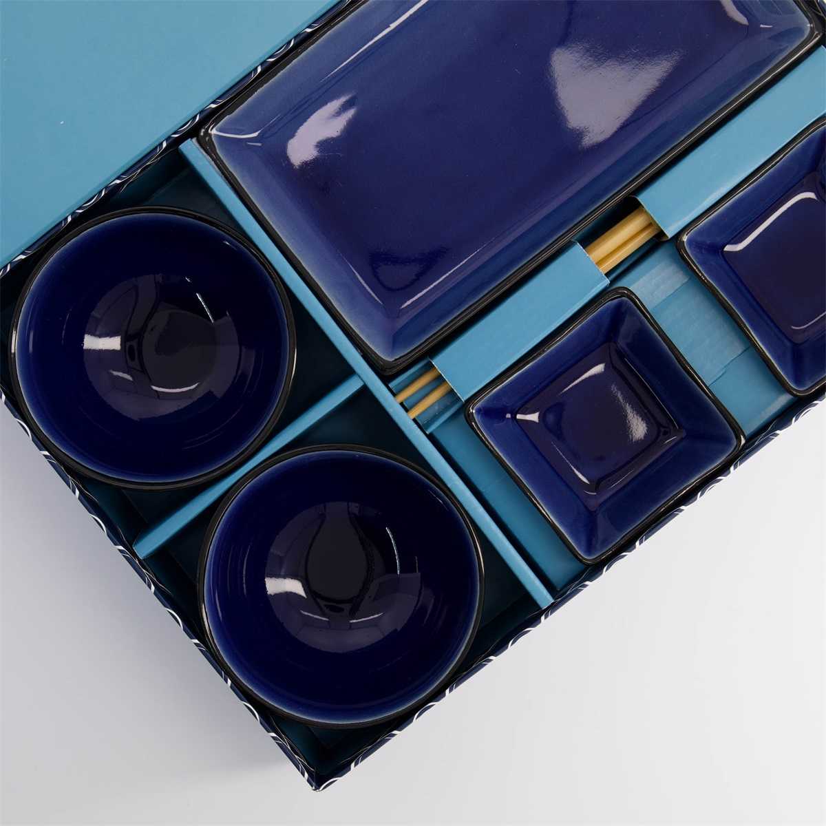 Blue Glassy 8 piece sushi gift set