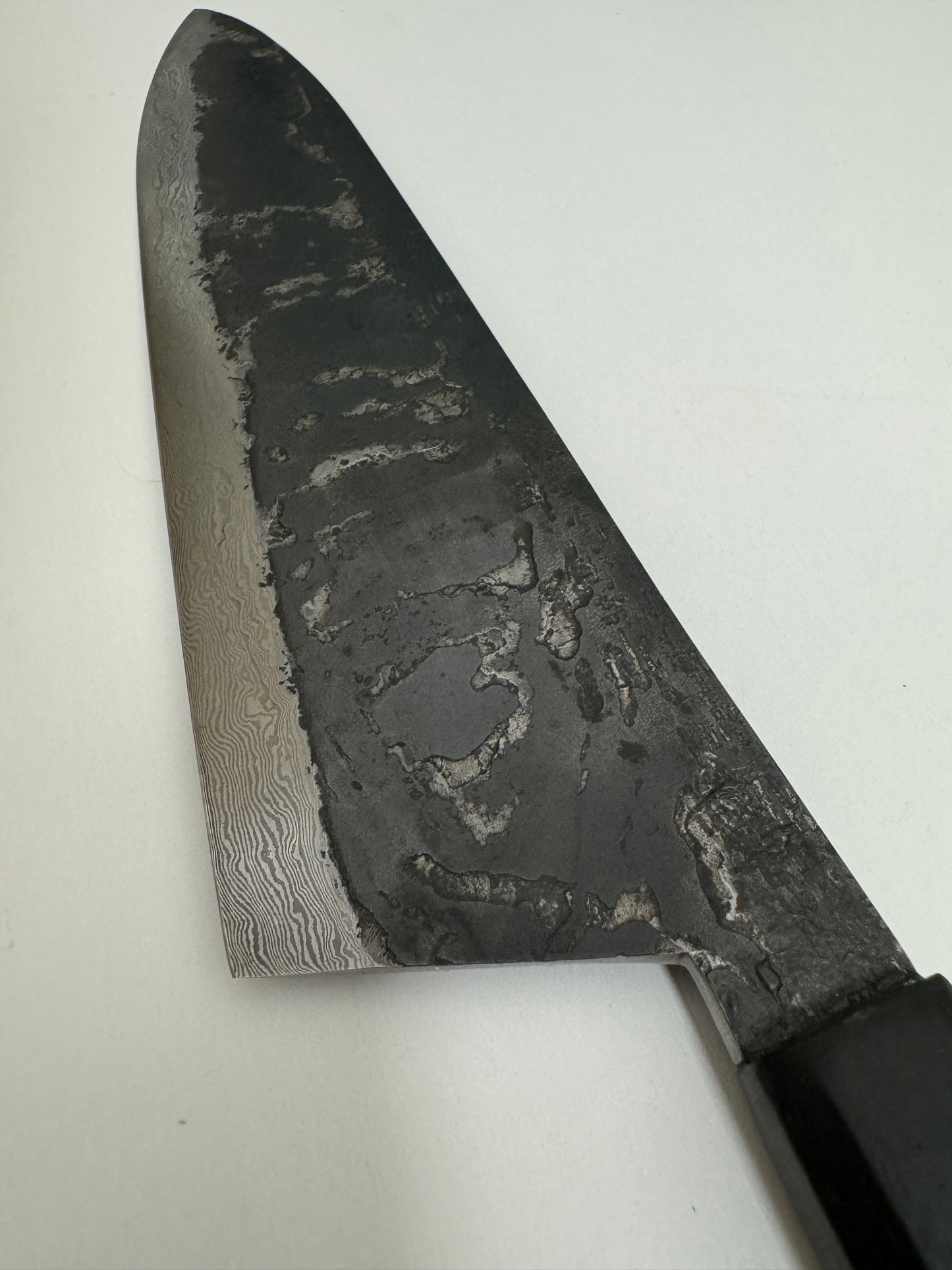 Locally Forged Damascus Gyuto with Walnut handle (100Lyr kurochi finish)