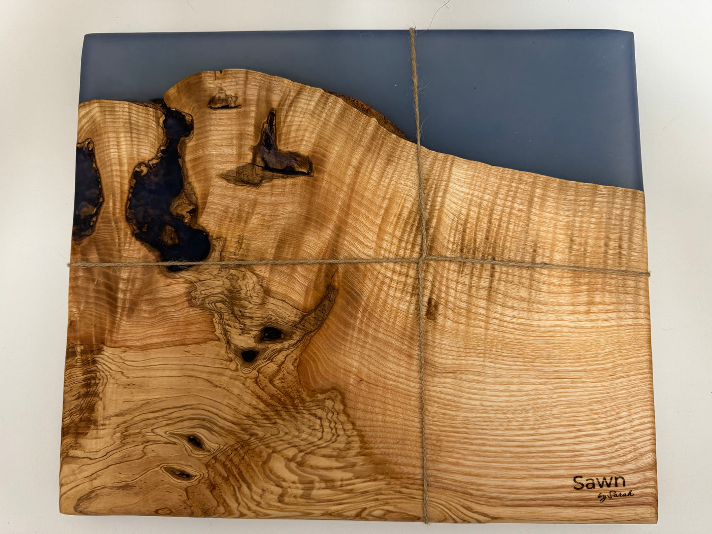 Sawn by Sarah Ash & Frosted Blue Resin Serving Board
