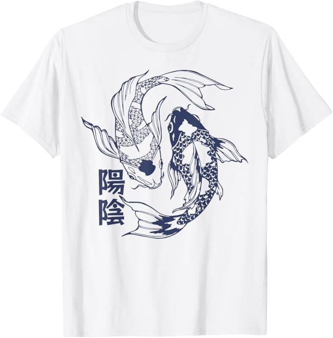 Koi Carp Fish Japan Kanji Japanese Retro Aesthetic Asian Art T-Shirt