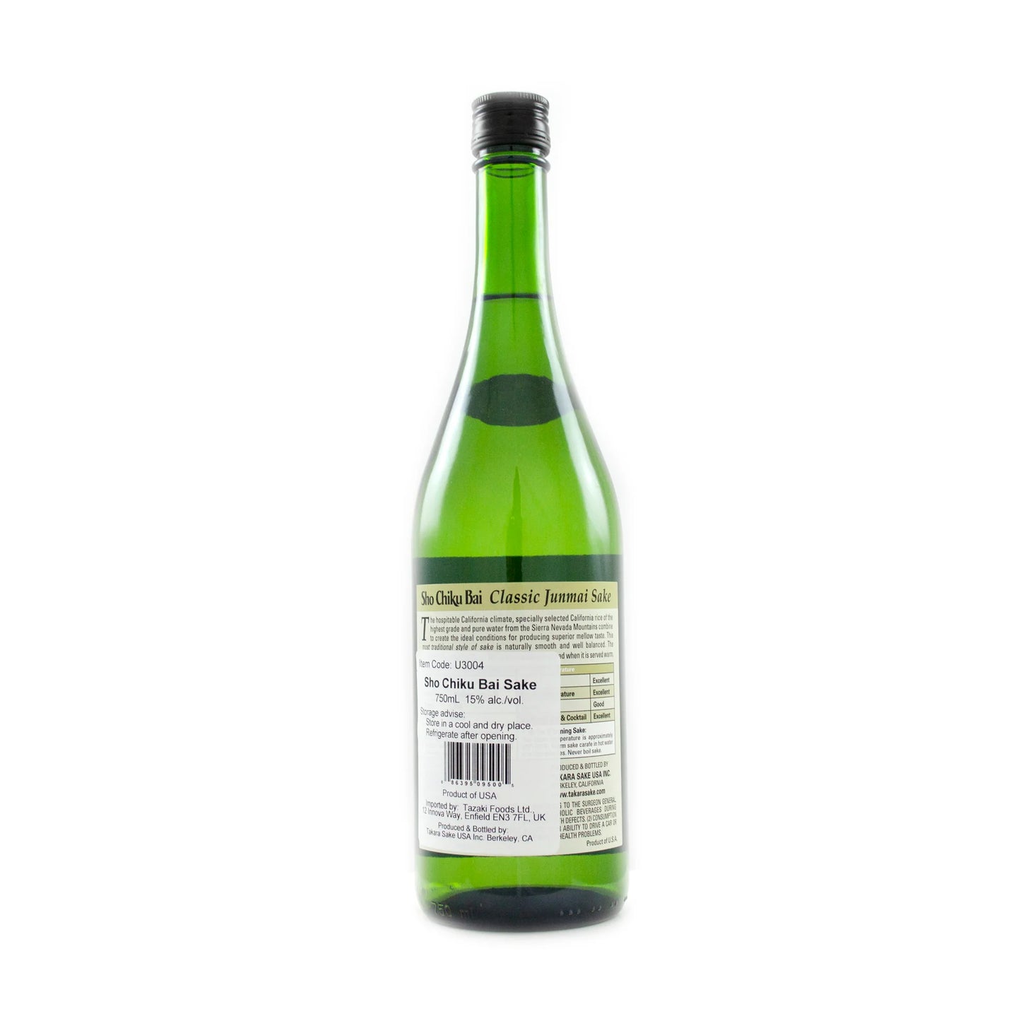 Shochikubai Classic Junmai Sake 750ml 15%