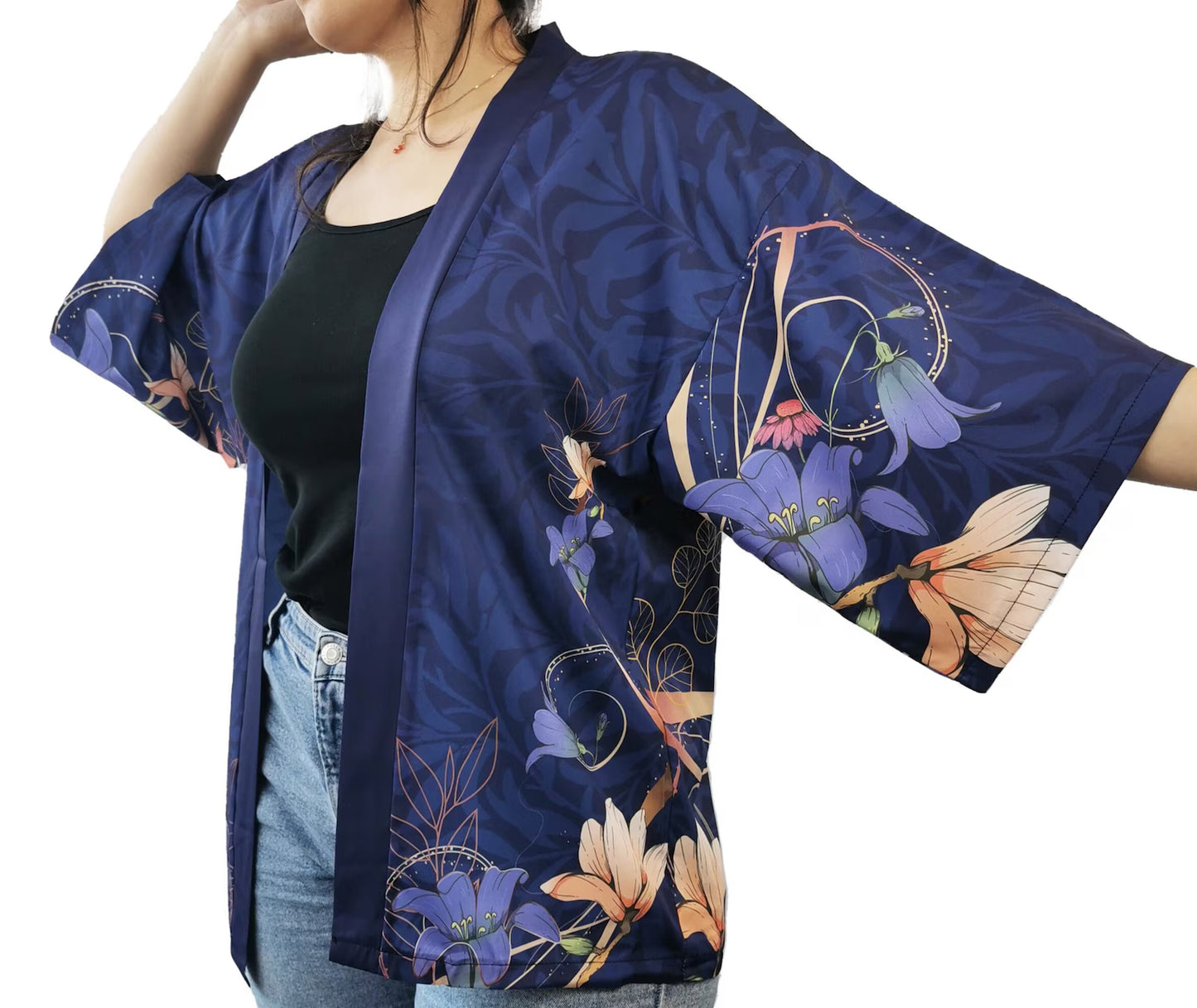 Haori kimono, Blue, Japanese crane