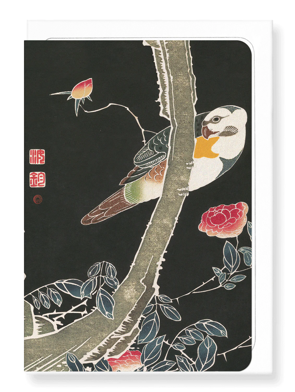 Parrot and Rose Bush (C. 1900) Greeting Card