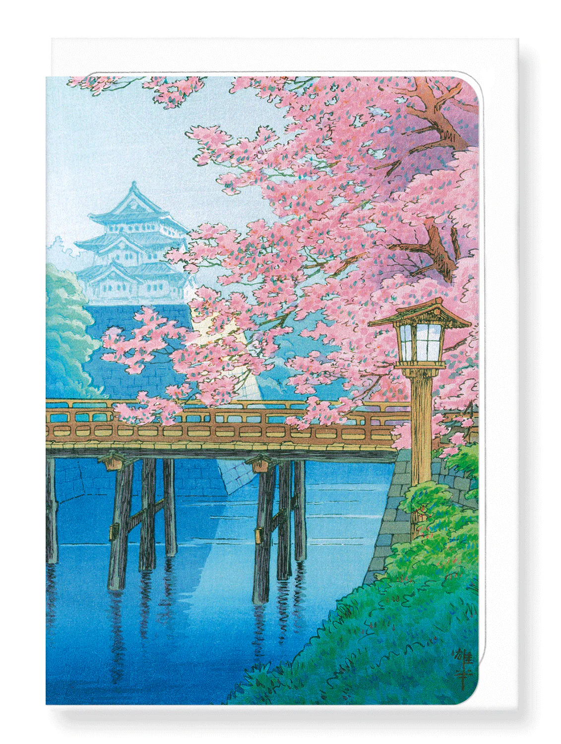 Castle and Cherry Blossoms Greeting Card