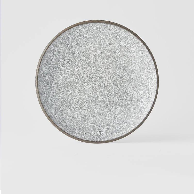 Japanese Crazed Grey Deep Dinner Plate