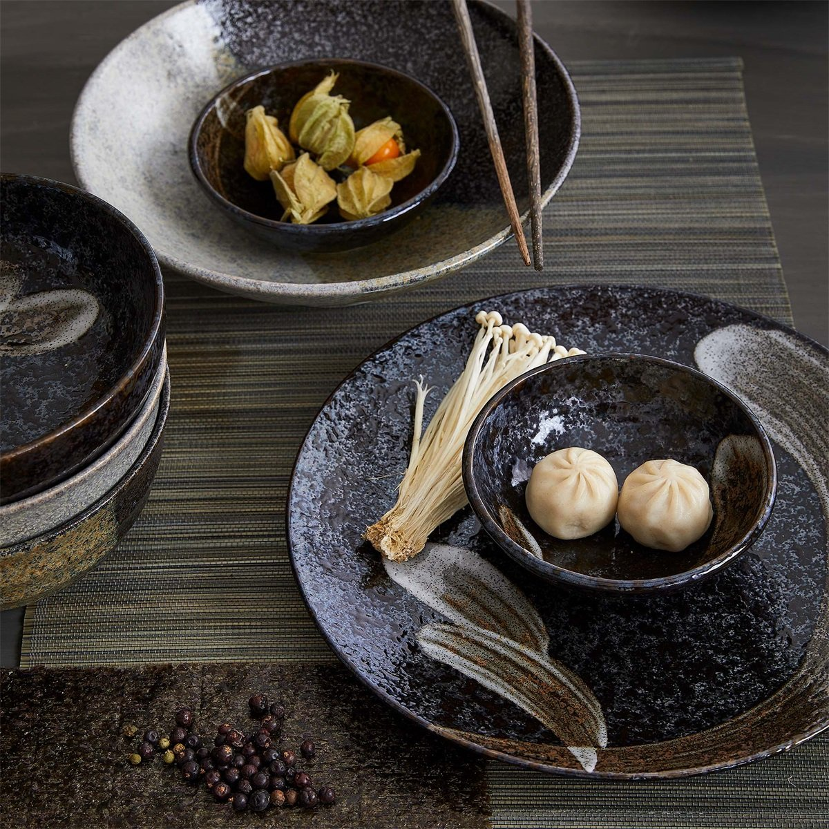Arahake Bowl 13x4.5cm 250ml Bk/Br 21427
