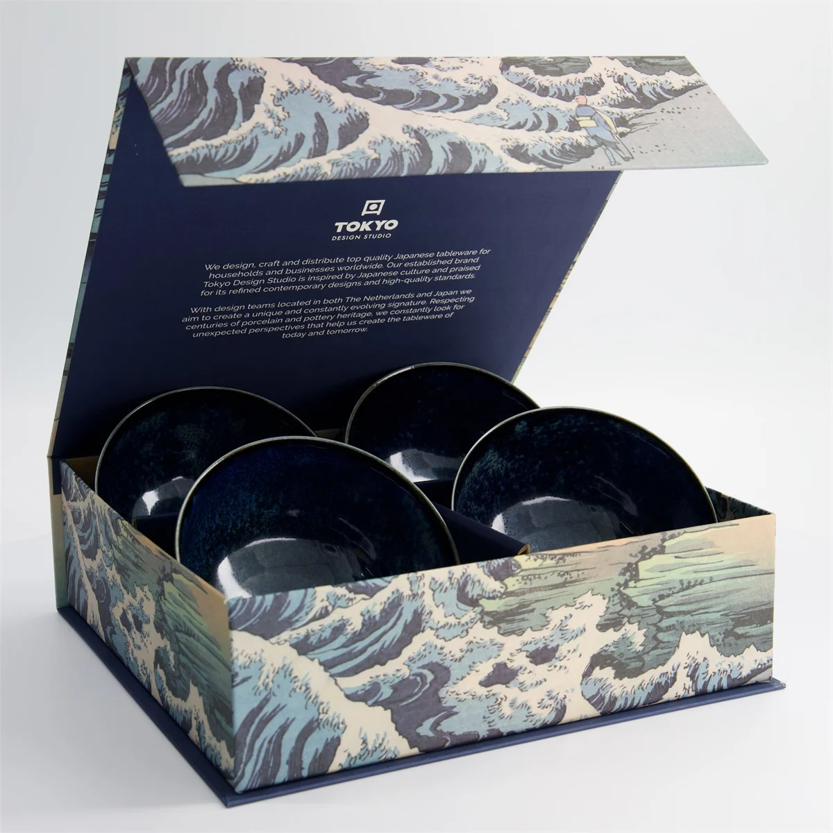 Cobalt Blue 4pcs Bowl Giftset 13.2x7.2cm 500ml