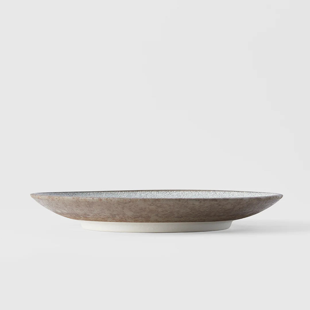 Japanese Crazed Grey Deep Dinner Plate