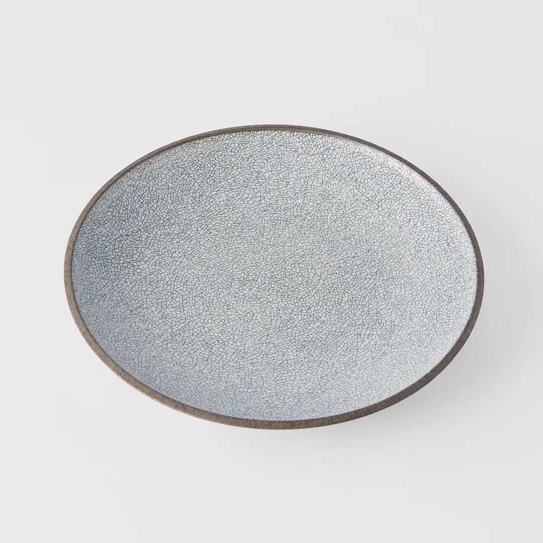 Japanese Crazed Grey Deep Dinner Plate