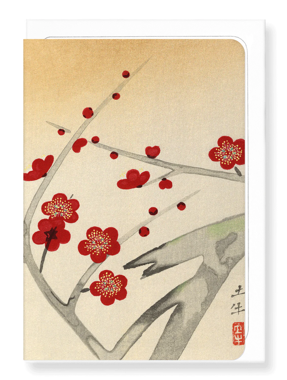 Red Plum Blossom Tree Greeting Card