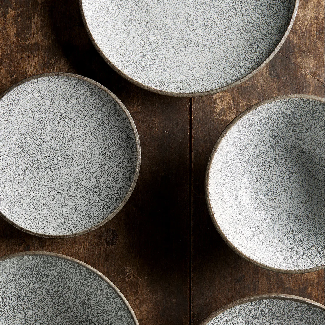 Japanese Crazed Grey Deep Dinner Plate
