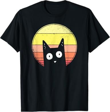 Cat Retro Vintage T-Shirt Black
