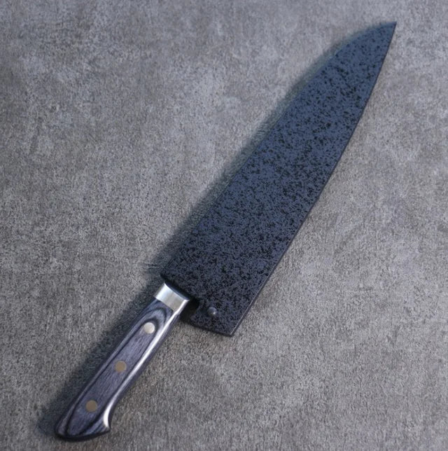 Seitan Molybdenum Gyuto 210mm - Navy blue pakka wood handle with sheath