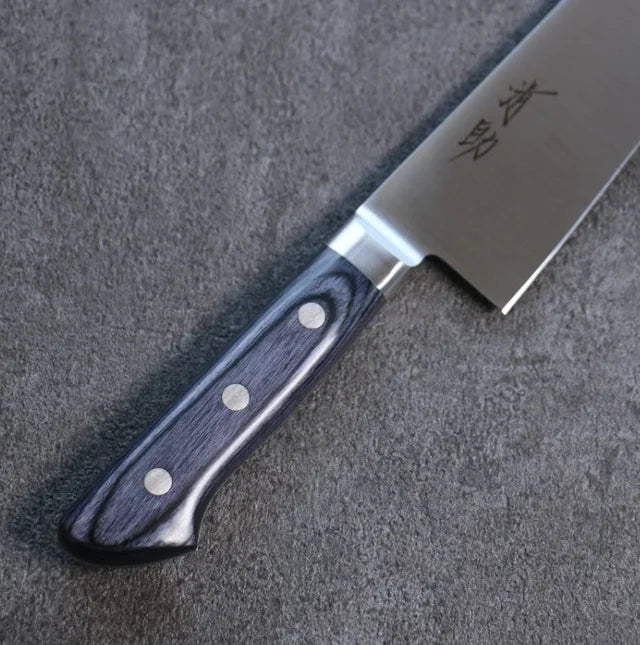 Seitan Molybdenum Gyuto 210mm - Navy blue pakka wood handle with sheath
