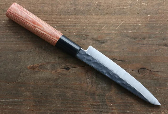 Kanetsune DSR-1K6 Hammered Petty-Utility 120mm Red Pakka wood Handle