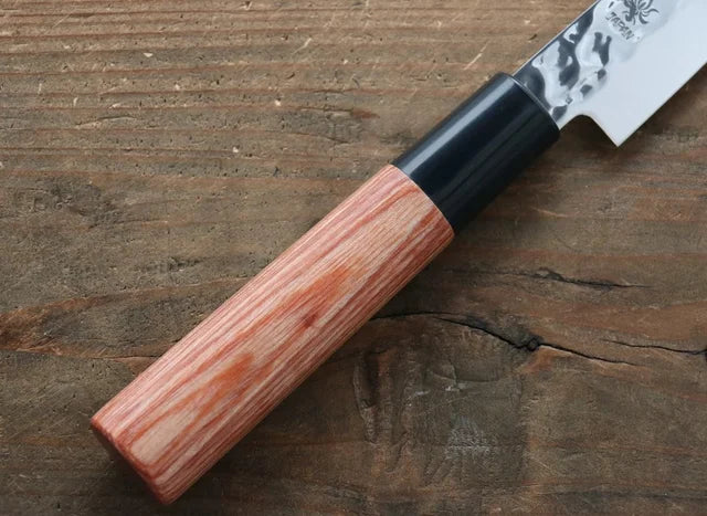 Kanetsune DSR-1K6 Hammered Petty-Utility 120mm Red Pakka wood Handle