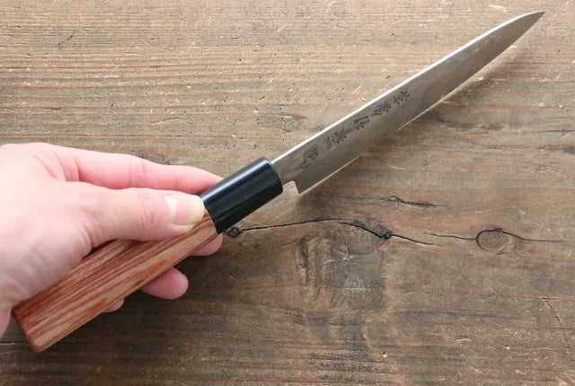 Kanetsune DSR-1K6 Hammered Petty-Utility 120mm Red Pakka wood Handle