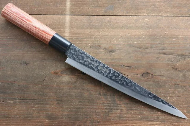 Kanetsune DSR-1K6 Hammered Sujihiki 210mm Red Pakka wood Handle