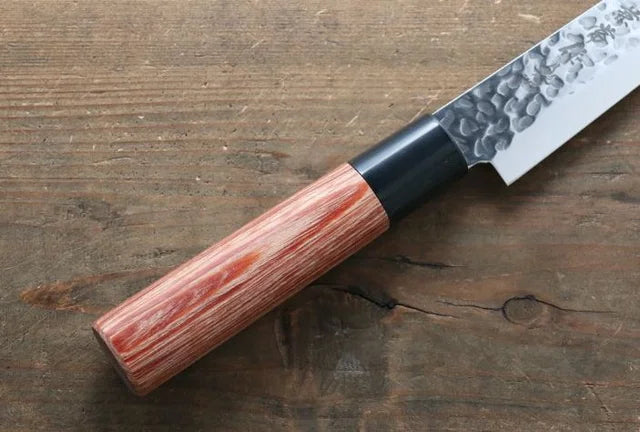 Kanetsune DSR-1K6 Hammered Sujihiki 210mm Red Pakka wood Handle