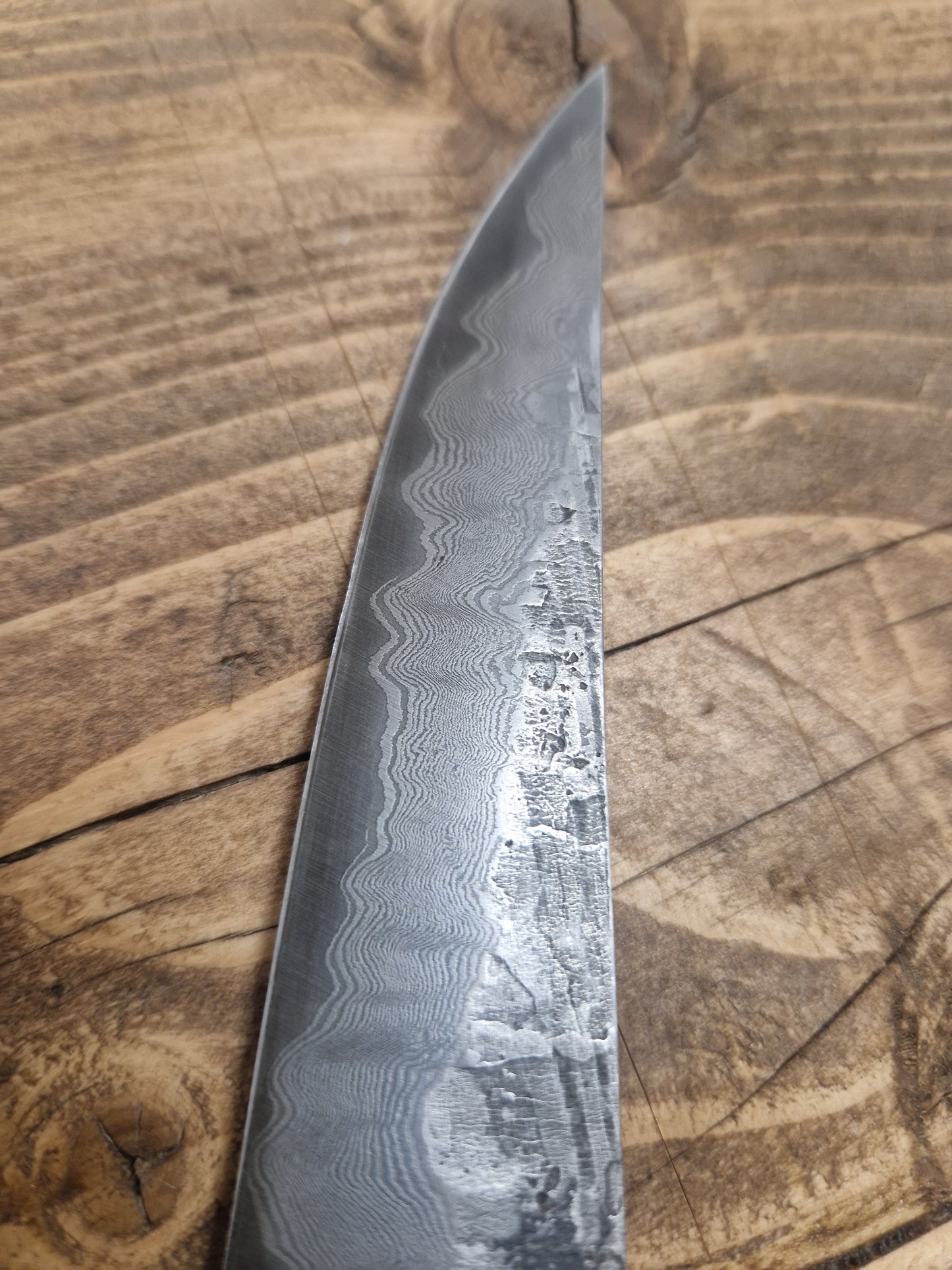 Locally Forged Damascus filleting / boning Knife Oak handle (100Lyr Kurouchi finish)