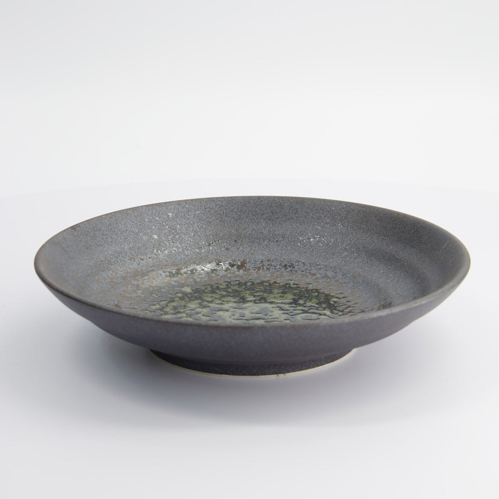 Minoyaki Mori Aya Black Deep Plate 23x5cm