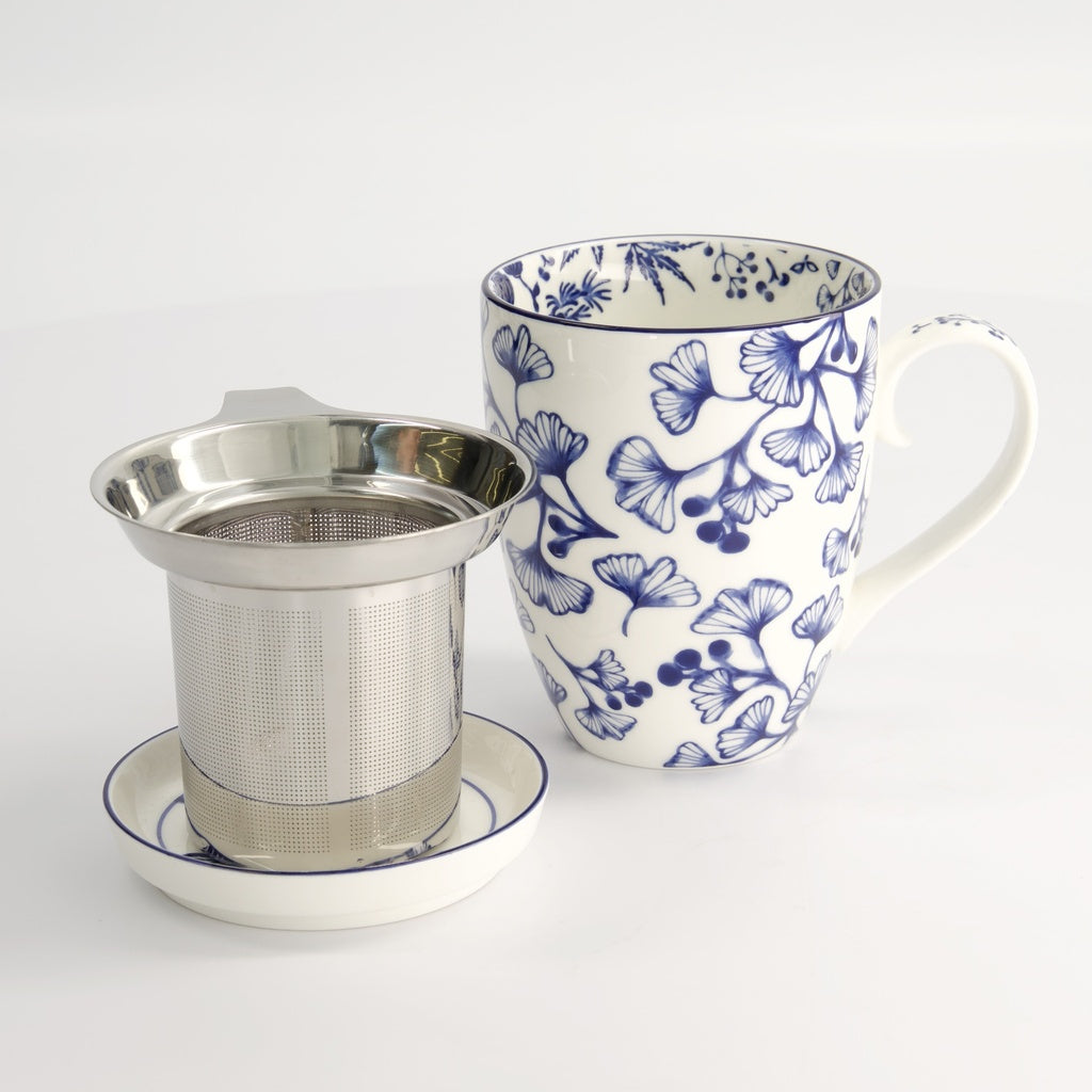 Flora Japonica Mug Giftset Gingko w/Strainer and Tea Tip 340ml