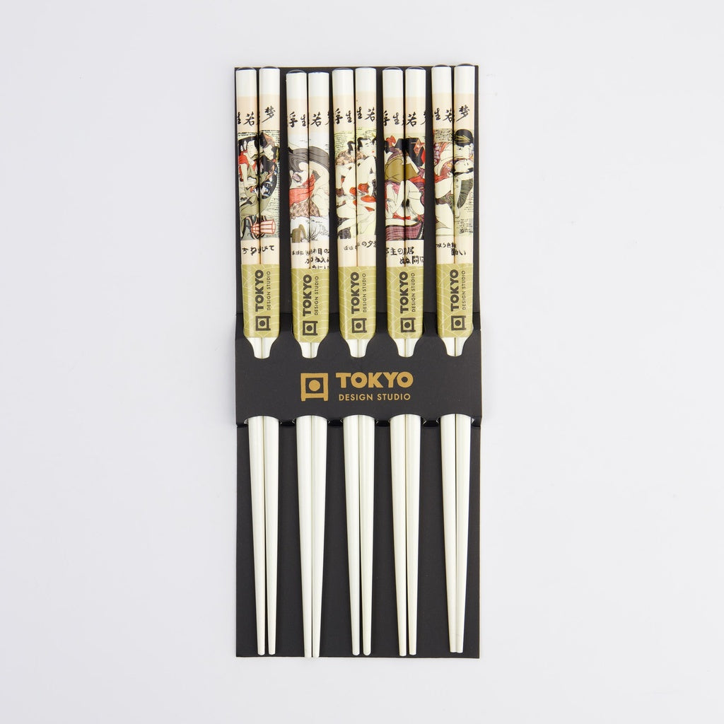 Chopstick Set/5 Erotic Shunga White