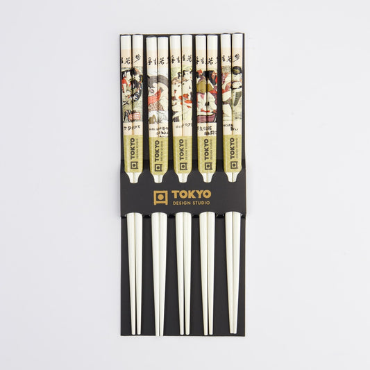 Chopstick Set/5 Erotic Shunga White