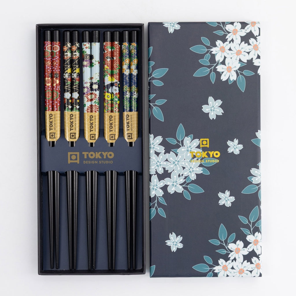 Chopstick Giftset/5 Cherry Blossom Blue