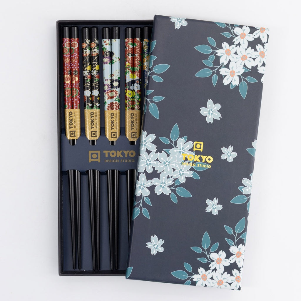 Chopstick Giftset/5 Cherry Blossom Blue