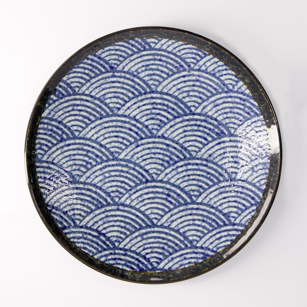 Aisai Seigaiha Plate 26x3.4cm