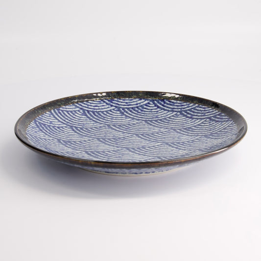Aisai Seigaiha Plate 26x3.4cm