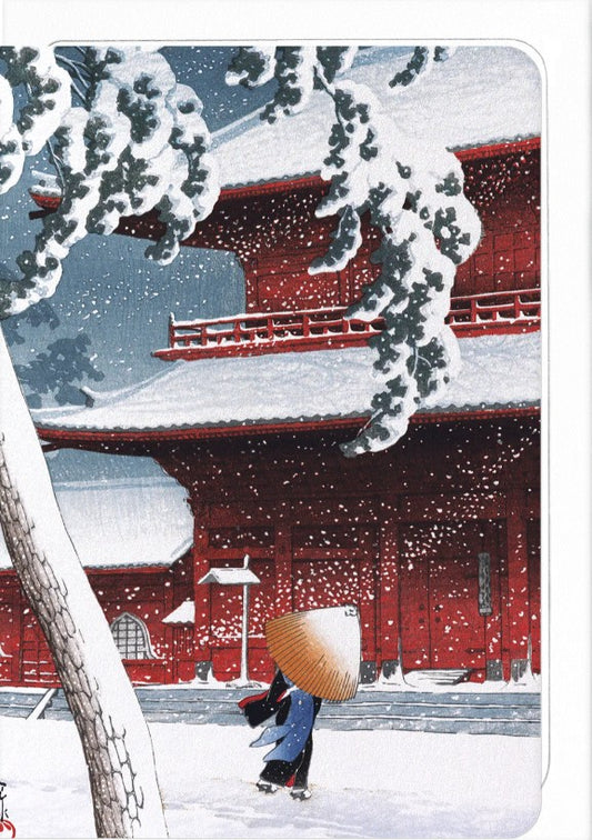 TEMPLE IN SNOW: Japanese Greeting Card