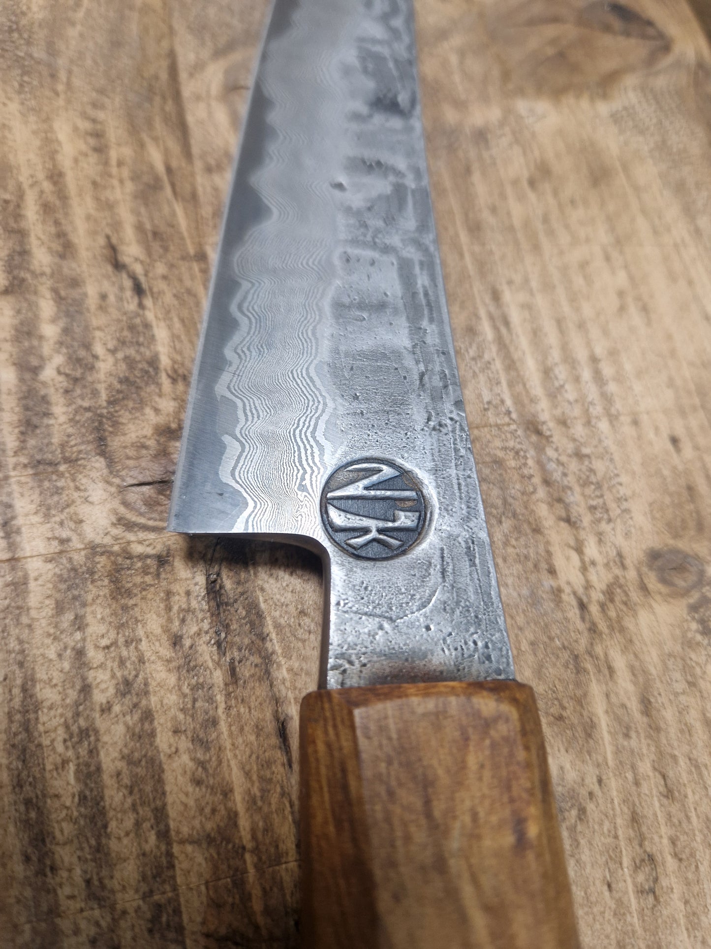 Locally Forged Damascus filleting / boning Knife Oak handle (100Lyr Kurouchi finish)