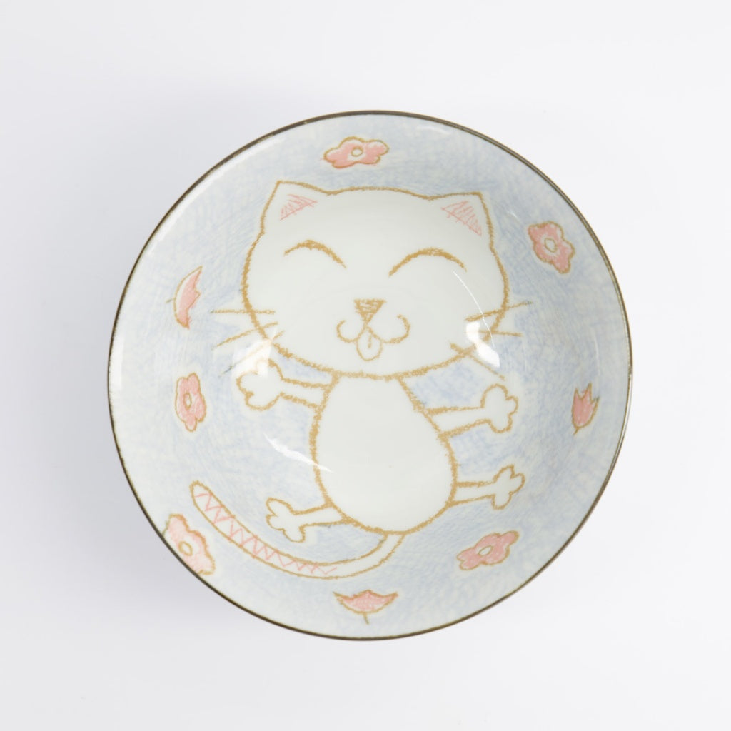 Kawaii Cat Neko Tayo Bowl Blue 14.8x6.8cm 500ml