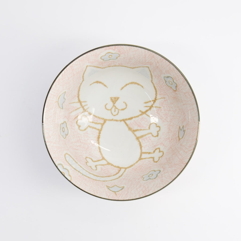 Kawaii Cat Neko Tayo Bowl Pink 14.8x6.8cm 500ml