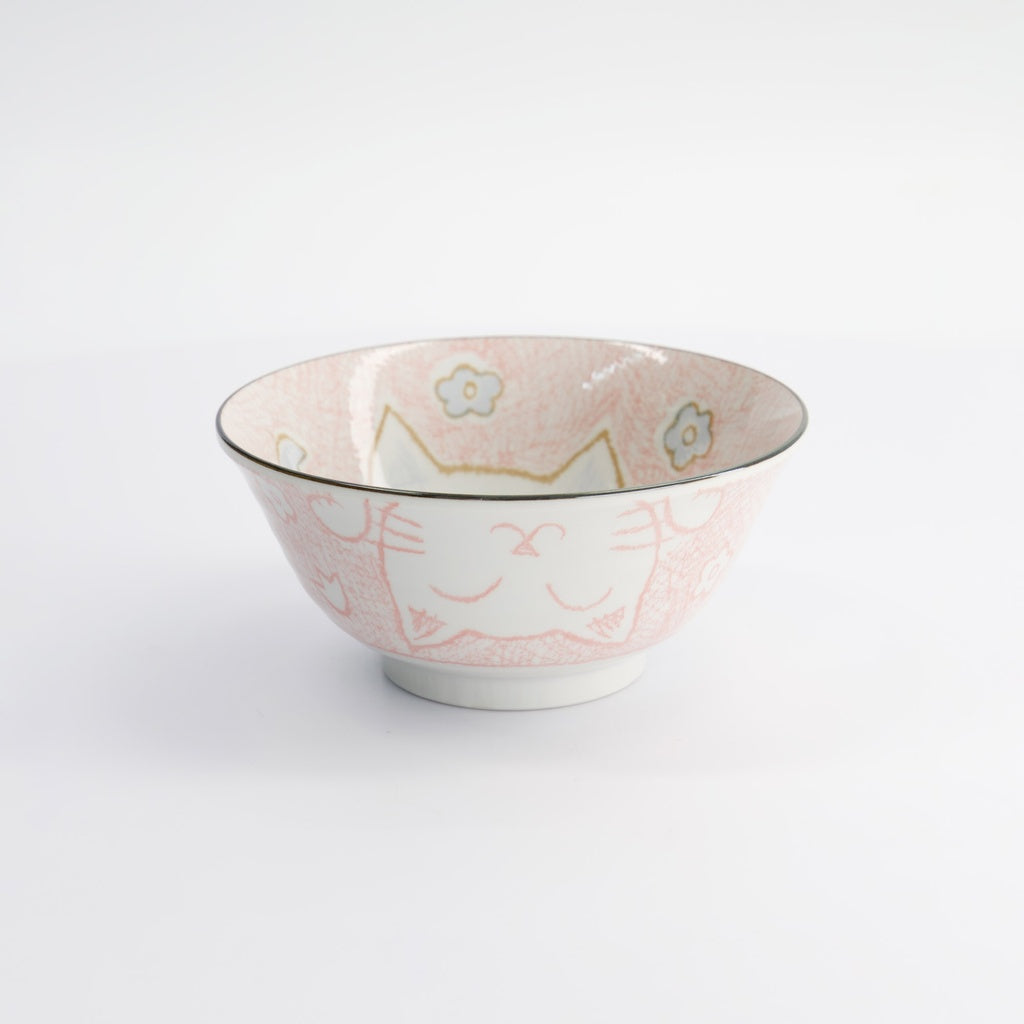 Kawaii Cat Neko Tayo Bowl Pink 14.8x6.8cm 500ml