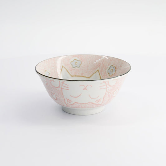 Kawaii Cat Neko Tayo Bowl Pink 14.8x6.8cm 500ml